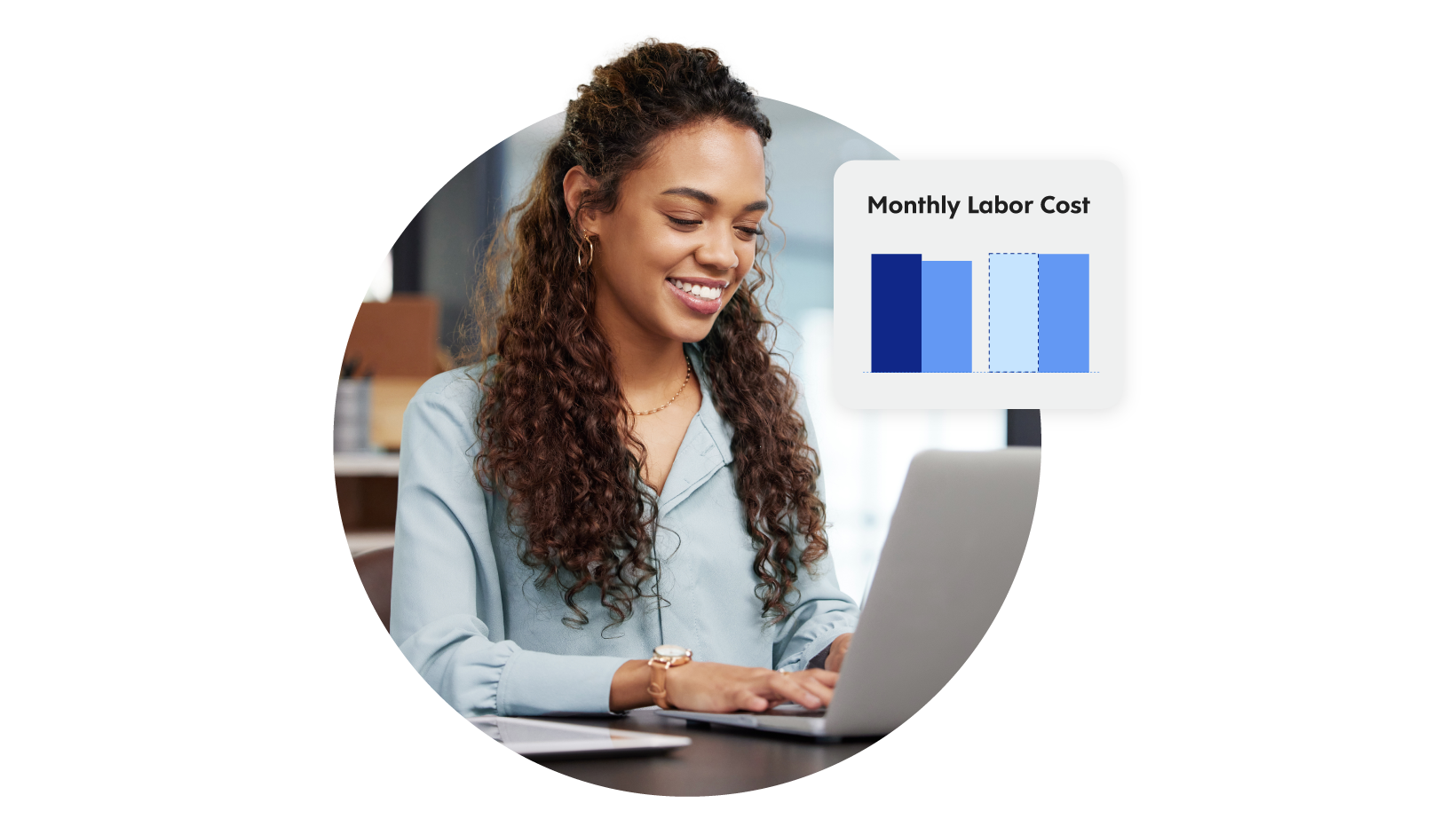 An employee checking monthly labor cost report