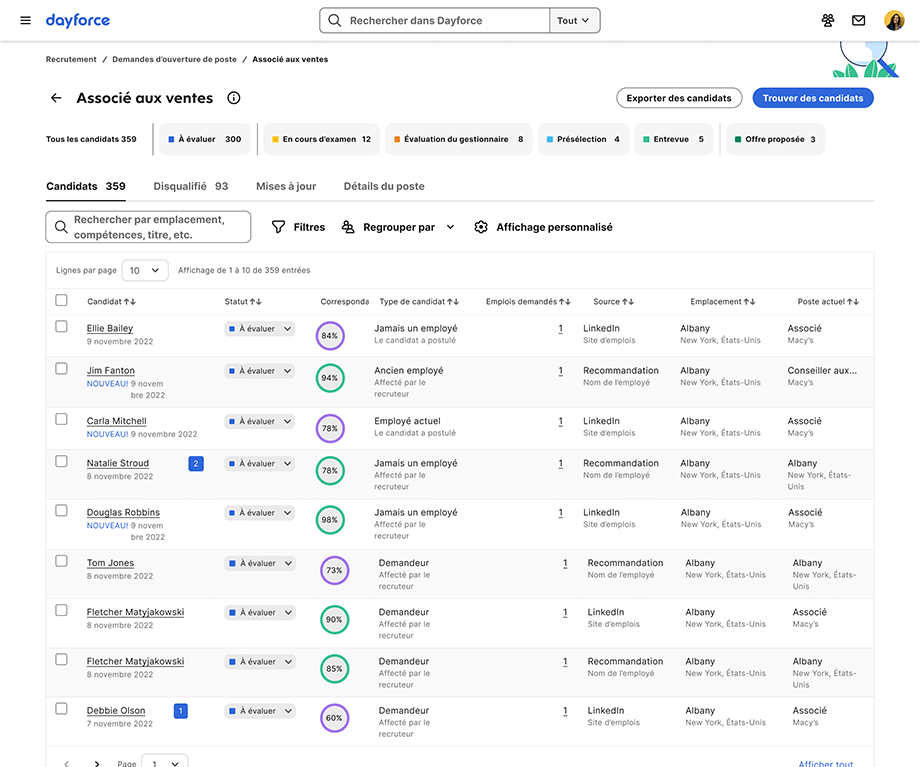 Dayforce Sales Associate in French language web page screenshot